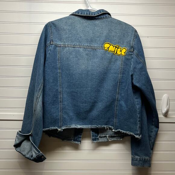 Hwy Jeans Embellished Denim Distressed Trucker Jacket Size XL - Picture 2 of 12